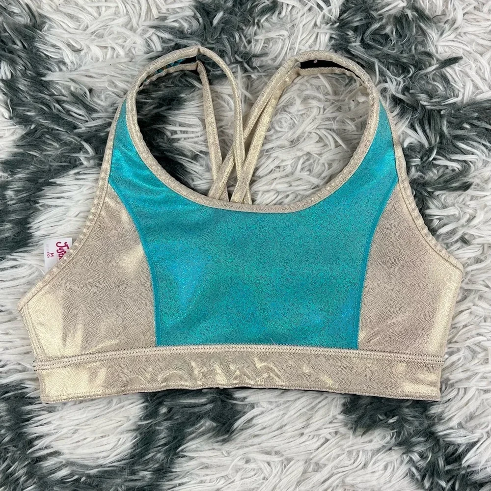 Justice Kids Girls Dance Gymnastics Sports Bra Multi-color Sz M (10) Reversible